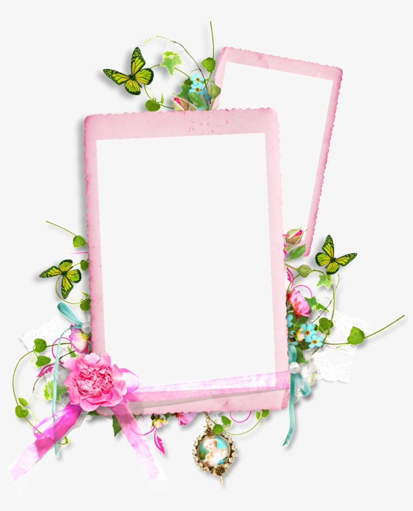 Pink Flowers Leaves Border Png - 2014, transparent png #2789443