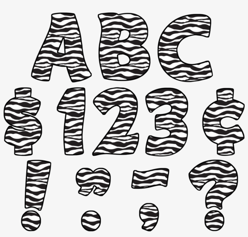 Tcr5375 Zebra Print Funtastic 4" Letters Uppercase - Letras De Animal Print, transparent png #2789533