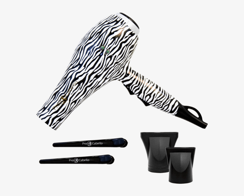 Procabello Hair Dryer Zebra Print - Procabello Professional Hair Blow Dryer (white), transparent png #2790056