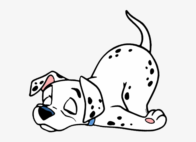 Dalmatian Clipart Dalmatian Puppy - Sleeping Dog Clipart Black And White, transparent png #2790561