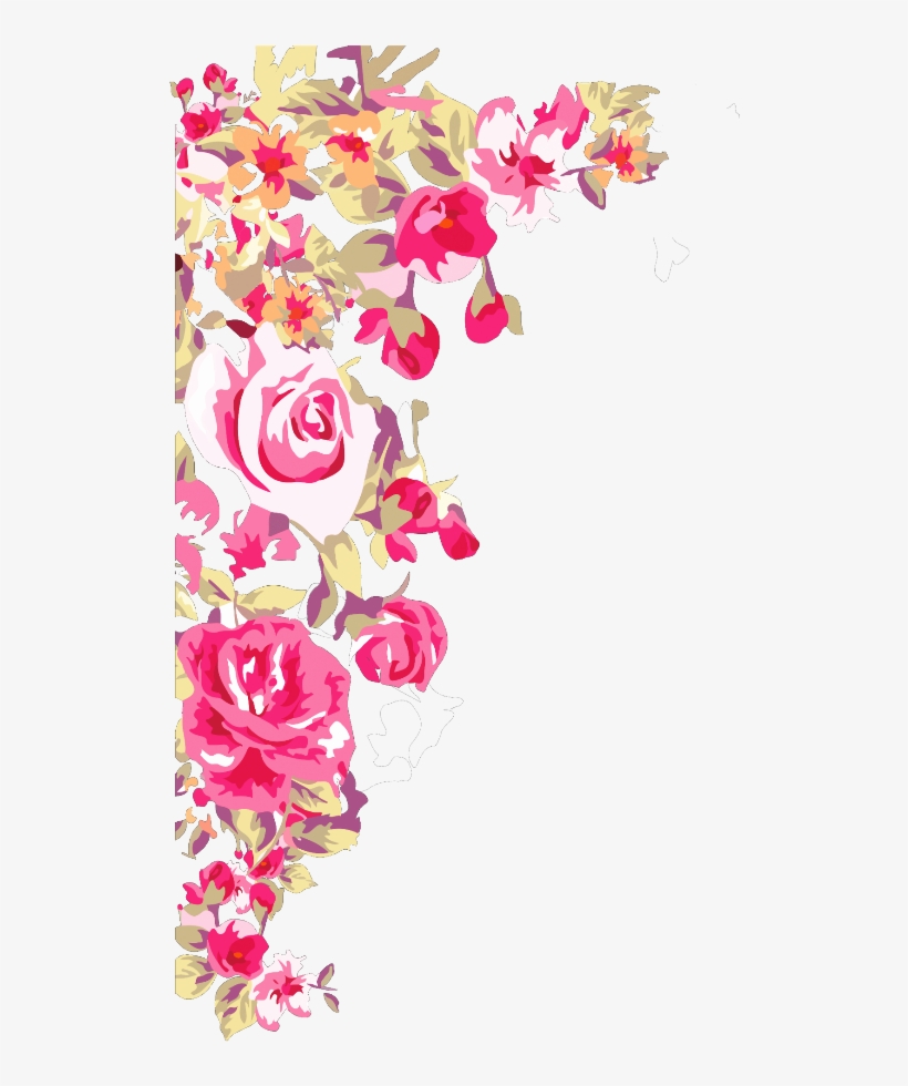 Mq Pink Roses Rose Border Borders - Border Design Corner Flower, transparent png #2793802