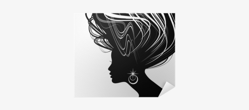Woman Face Silhouette With Wavy Hair Poster • Pixers® - Capelli Donna Sagoma Png, transparent png #2794552