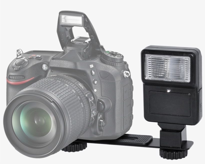Digital Camera Flash With Bracket Click To Enlarge - Nikon D7100, transparent png #2795245
