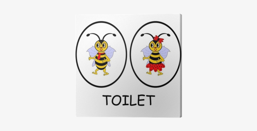 Funny Cartoon Bees Canvas Print • Pixers® • We Live - Toilet, transparent png #2798509