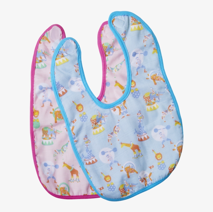 Baby Bib Circus Print Rice Dk - Rice Babylätzchen - Hellblau Mit Print, transparent png #2798661
