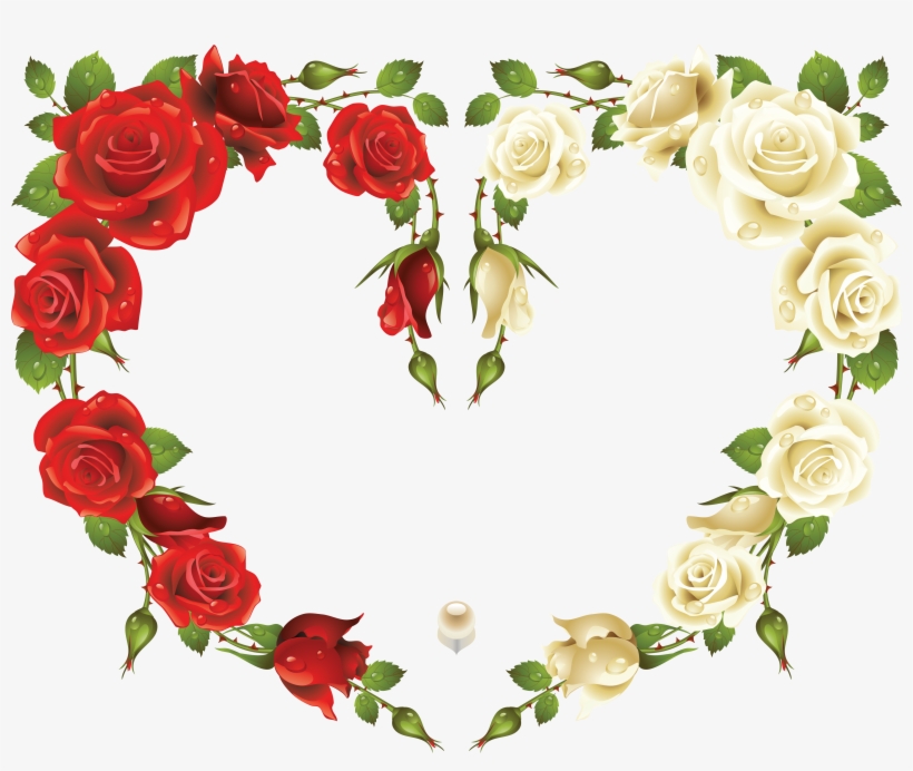 White Rose Clipart Large White - Rose Heart Frame Png, transparent png #281391