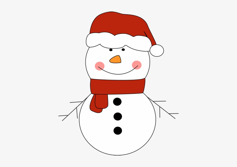 Clipart Snowman Hat Outline - Snowman With Santa Hat, transparent png #284563