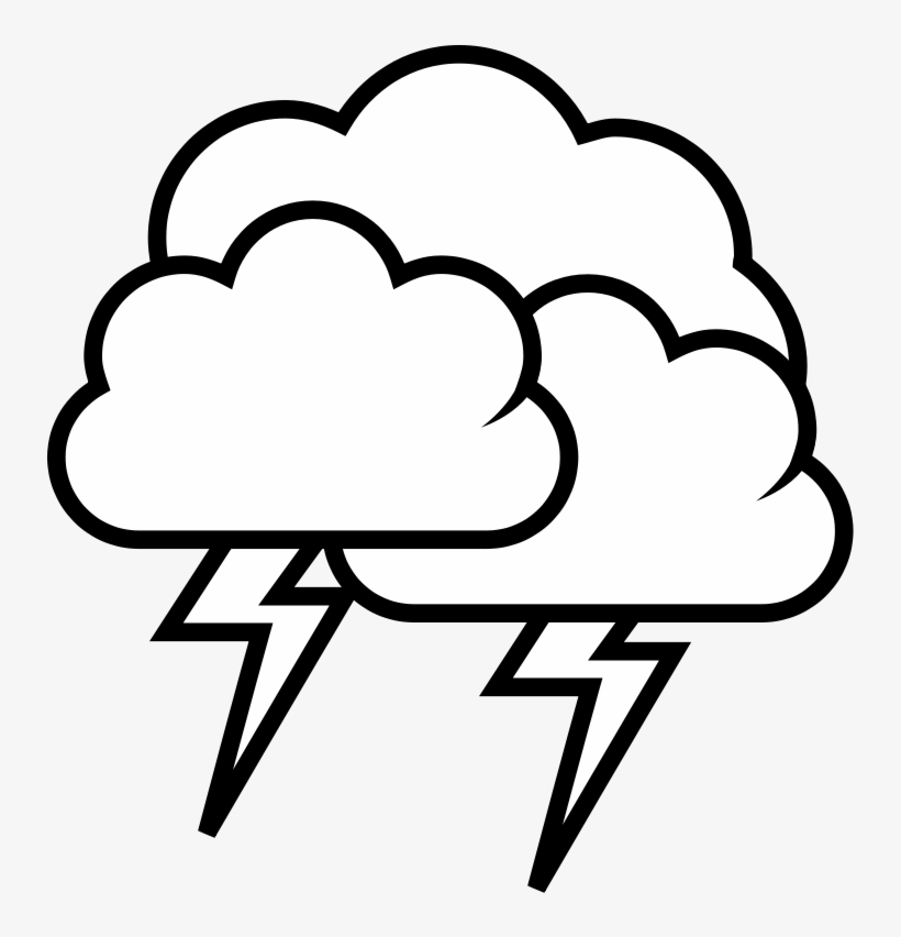 Thunderstorm, Cloud, Rain, Storm, Thunder, Weather - Thunderstorm Clipart Black And White, transparent png #284745