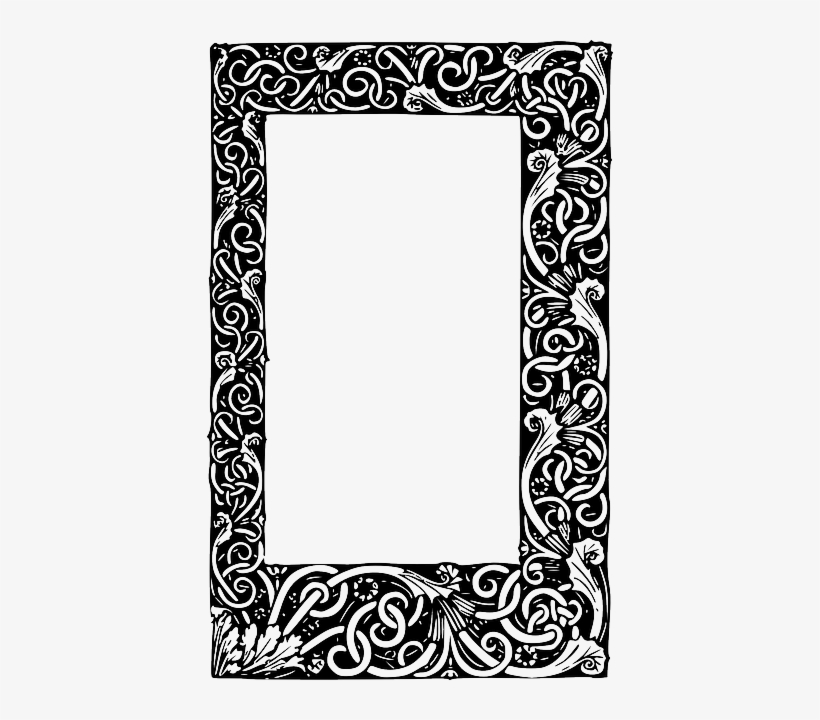 Black, Tribal, Frame, White, Border, Free, Rectangle - Ornate Picture Frame Clipart, transparent png #285347