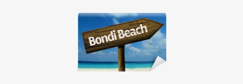 Bondi Beach Wooden Sign With A Beach On Background - Traffic Sign, transparent png #285388