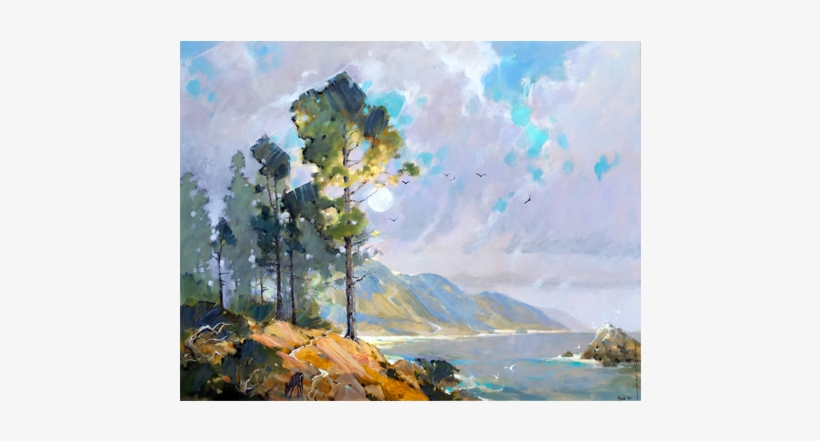 Pebble Beach Pines 36"x29" - Painting, transparent png #285637
