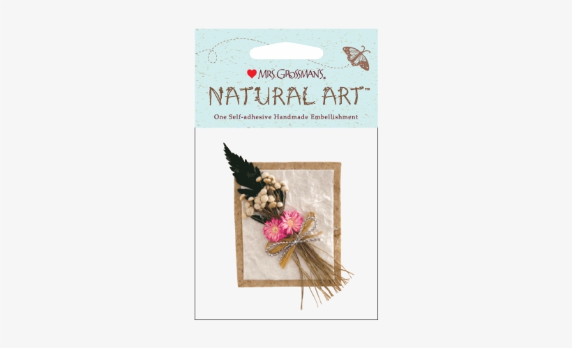 Pink Straw Flowers W/bow, Sticker, Mrs - Mrs. Grossman's Natural Art-three White Flowers, transparent png #287354