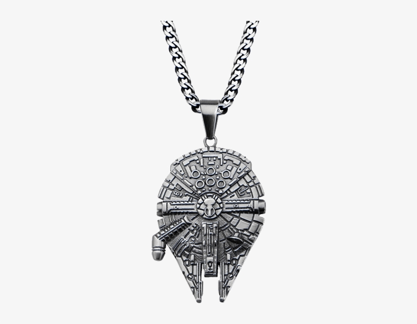 Millennium Falcon Stainless Steel Necklace - Star Wars Pendant, transparent png #288595
