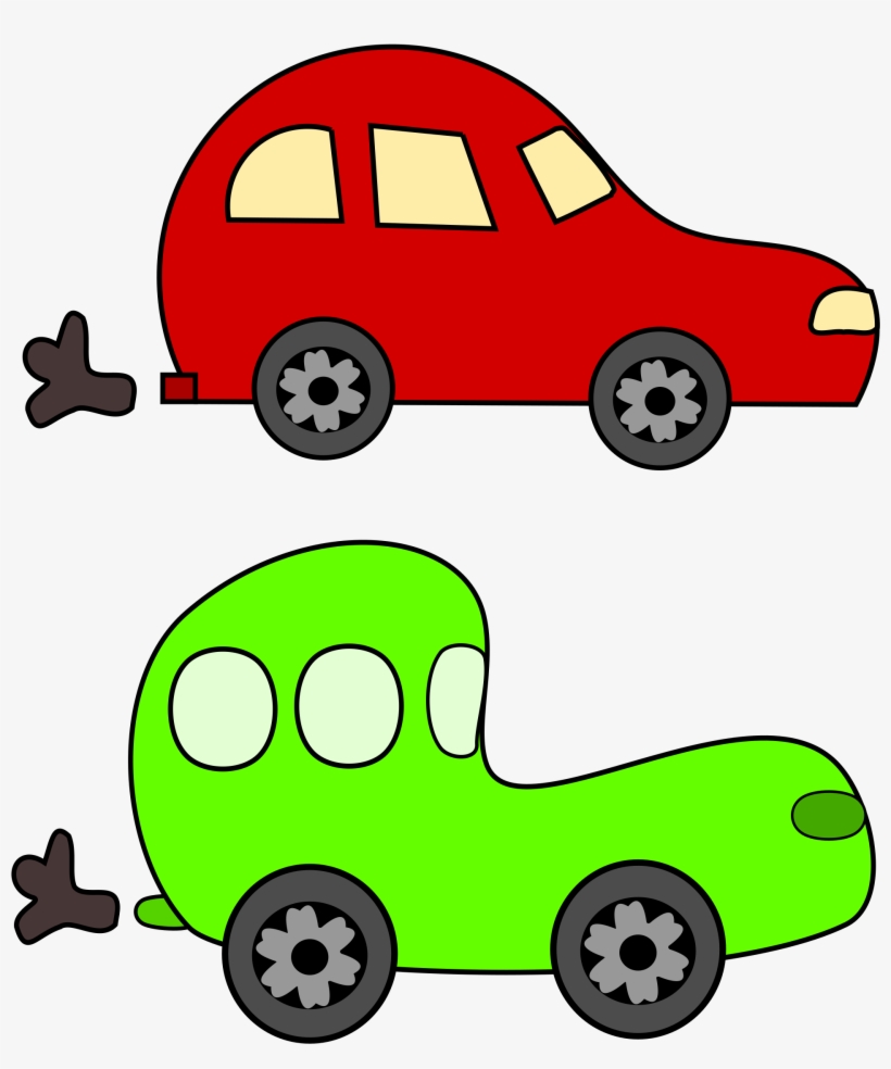 Cartoon Green And Red Cars Big Image - Red Car Green Car, transparent png #288860