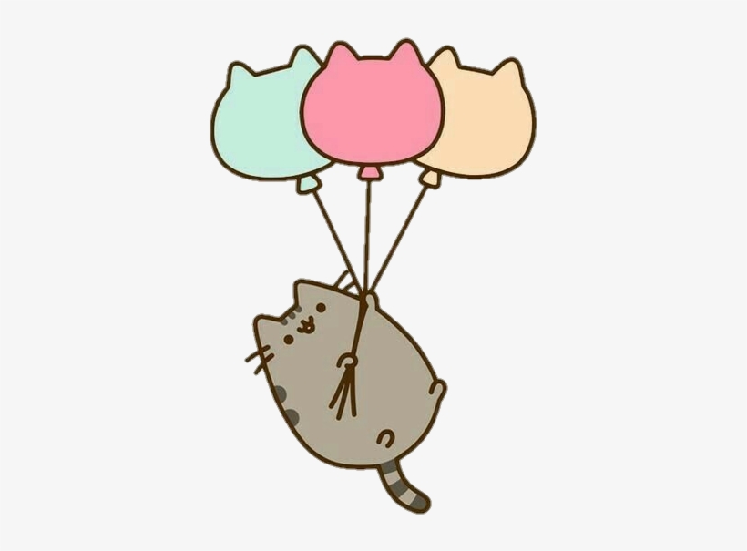 Pusheen Cat Clipart - Happy Birthday Pusheen The Cat With Balloons