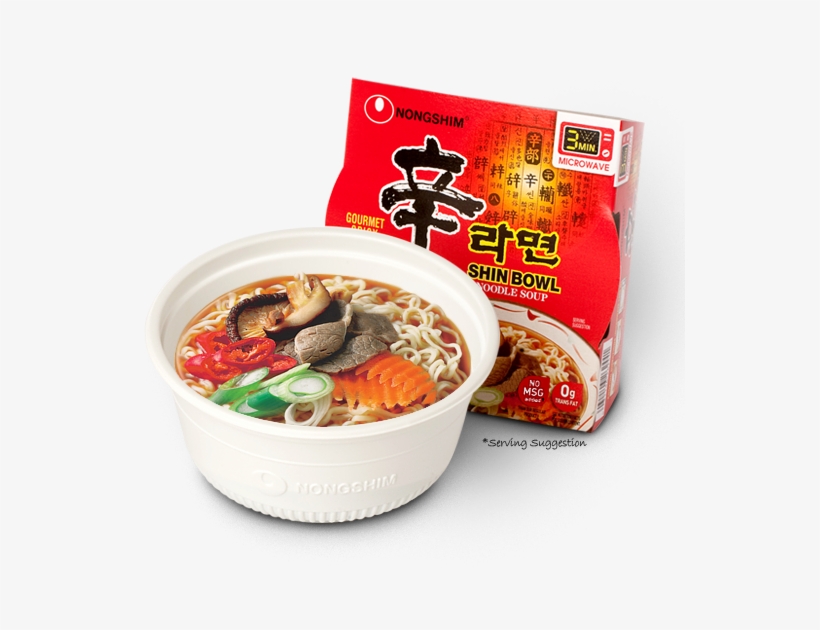 With The Red Pepper, Dried Green Onion, Shiitake Mushroom, - Nongshim Kimchi Bowl Noodle Soup, transparent png #2801354