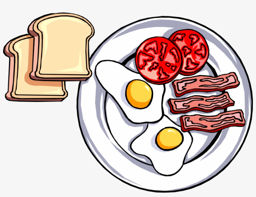 Vector Illustration Of Hearty Breakfast Of Toast, Fried - Breakfast Clipart, transparent png #2801940