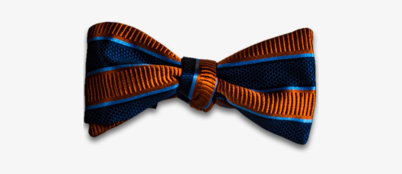 Navy Blue And Orange Striped Mogador Silk Self Tie - Motif, transparent png #2804515
