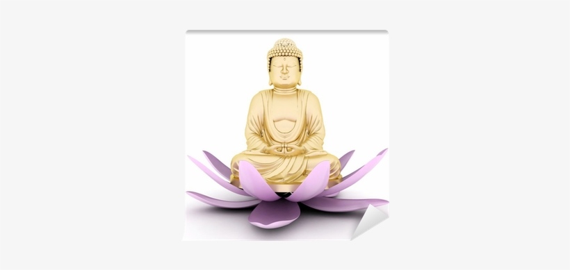 Image Of A Gold Statue Of Buddha And A Lotus Flower - Gautama Buddha, transparent png #2804784
