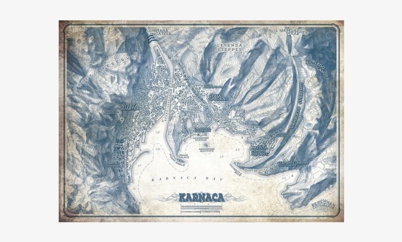 Dishonored 2 Poster Karnaca Map - Map Of Skyrim Art Poster, transparent png #2804854