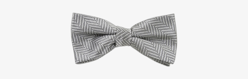 Silver Heringbone Bow Tie - Silver, transparent png #2805299