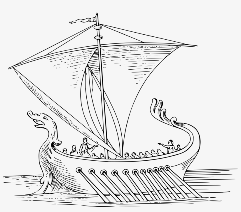 Historic Sailing Ships Coloring Book Sailboat - Roman Ship Line Drawing, transparent png #2805557