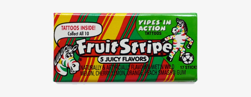 Fruit Stripe 5 Flavor Gum 17 Stick Pack - Fruit Stripe Gum 80s, transparent png #2805784