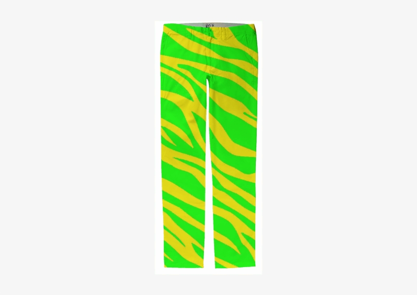 Neon Green And Yellow Zebra Striped Trouser $125 - Board Short, transparent png #2806101