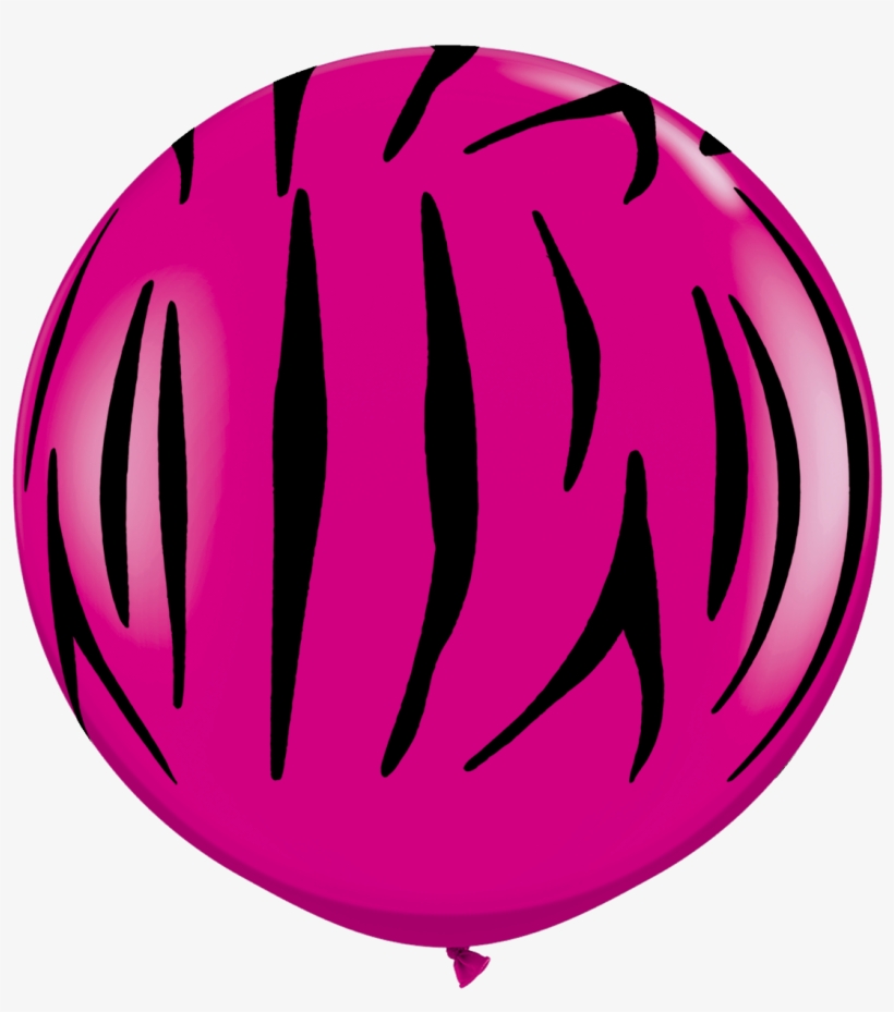 3ft Zebra Stripes A Round Wild Berry Latex Balloons - Balloon, transparent png #2806229