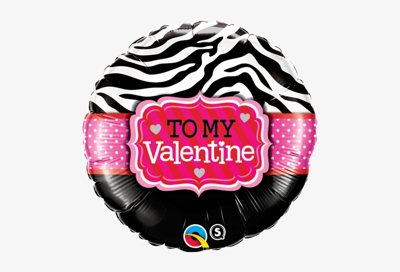18" To My Valentine Zebra Stripes Foil Balloon, transparent png #2806279