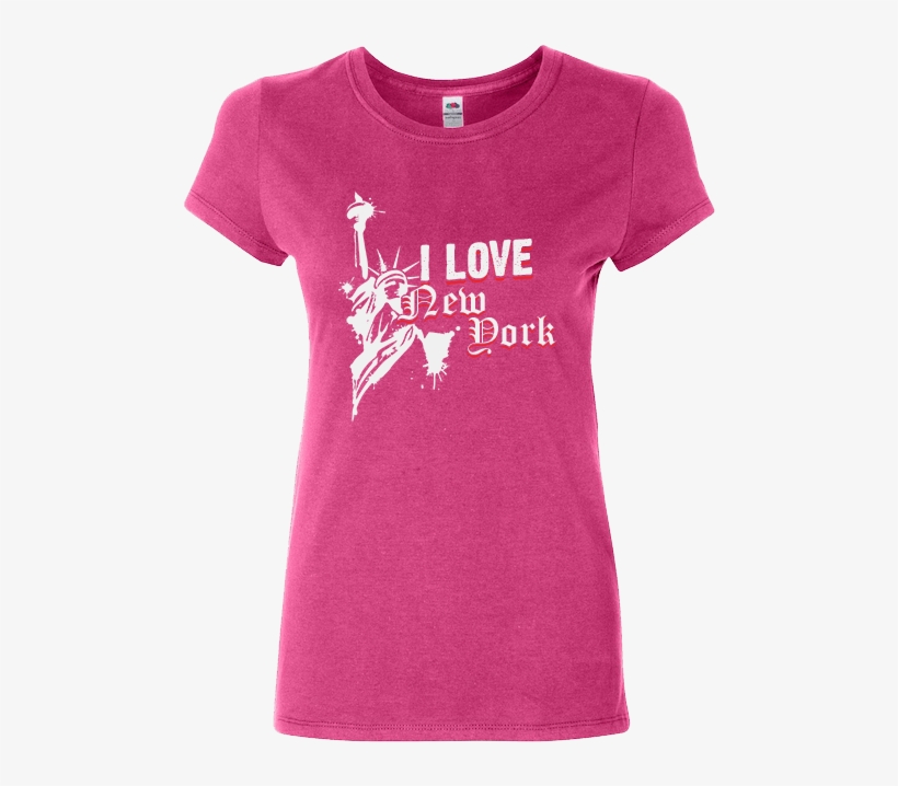 I Love New York T-shirt Pink Ladies - Ladies T Shirt Design New York, transparent png #2806466