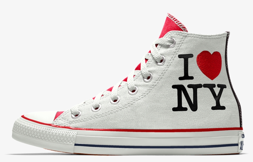 Converse Custom I Love New York High Top Shoe Size - Love New York Converse, transparent png #2806635