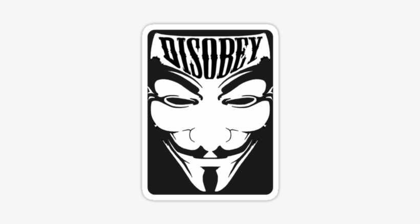 V For Vendetta Stencil Disobey For Kids - Anonymous Mask, transparent png #2807169
