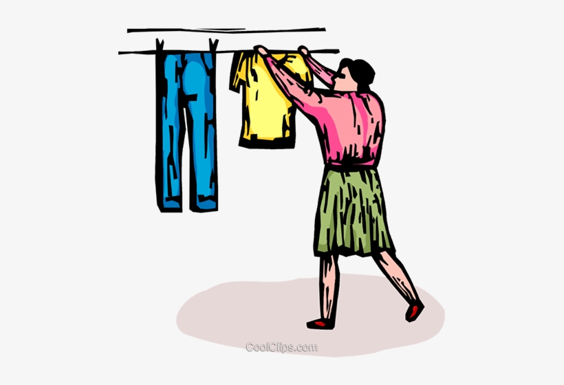 Woman Hanging Clothes On A Clothes Line - Illustration, transparent png #2807380