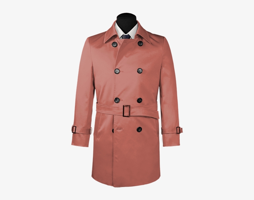 Belted Trench Coat-view Front - Gabardina Png, transparent png #2811649