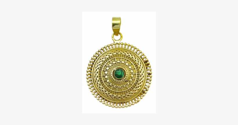 Brass Pendant Malachite Circles Plait 42 Mm Antique - Brass Pendant Green Onyx Stone Circles Plait Golden, transparent png #2812871