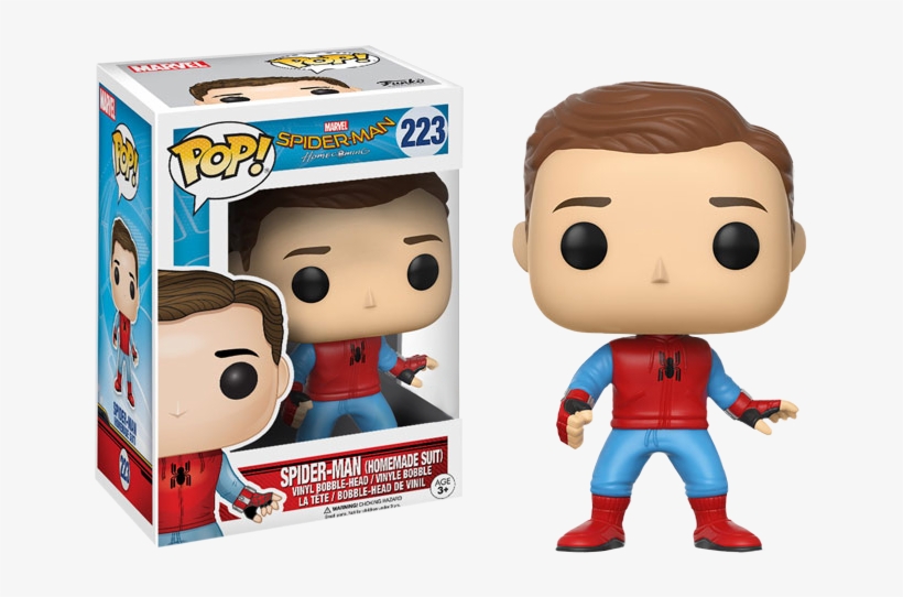 Spider Man Homemade Suit Unmasked Pop Vinyl Figure - Funko Pop Spiderman Homemade Suit, transparent png #2813430