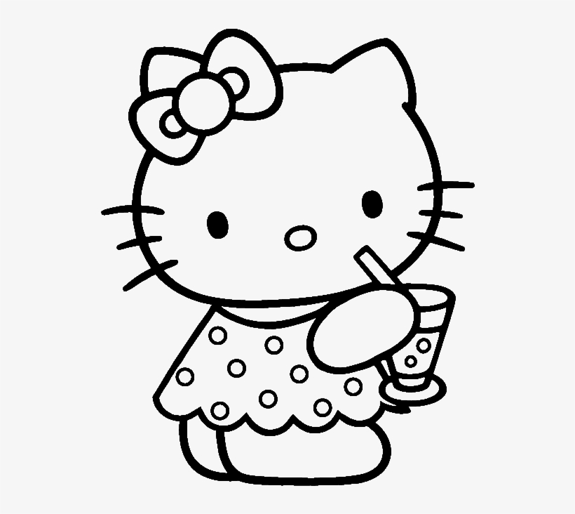 Hello Kitty Was Drinking Delicious Coloring Page - Cartoon Characters For Colouring, transparent png #2814309