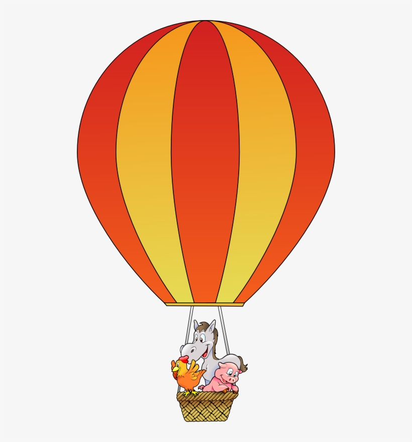 Medium Image - Hot Air Balloon With Animals Cartoon, transparent png #2815078