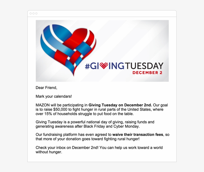 Mazon Announcement Email - Giving Tuesday, transparent png #2817267
