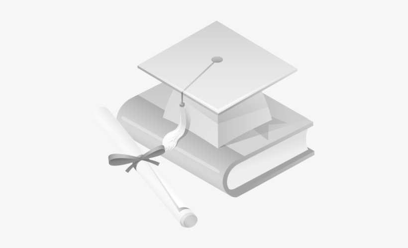 Graduation Cap Book Diploma Bw - Picnic Table, transparent png #2817501