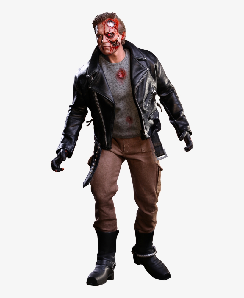 The Terminator T-800 Battle Damaged Hot Toys - Hot Toys Movie Masterpiece Terminator 1/6 Scale Figure, transparent png #2818659