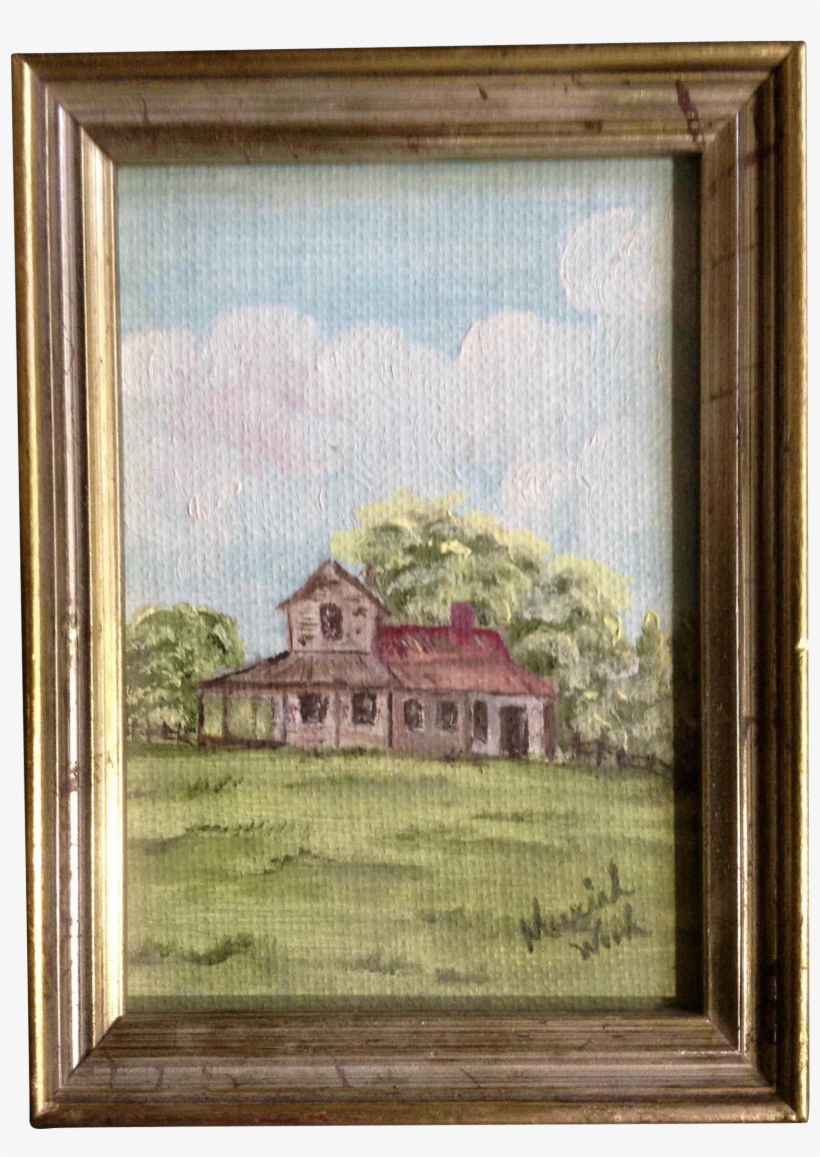 Muriel Wood, A Home On An Grassy Hill, Original Oil - Picture Frame, transparent png #2819911