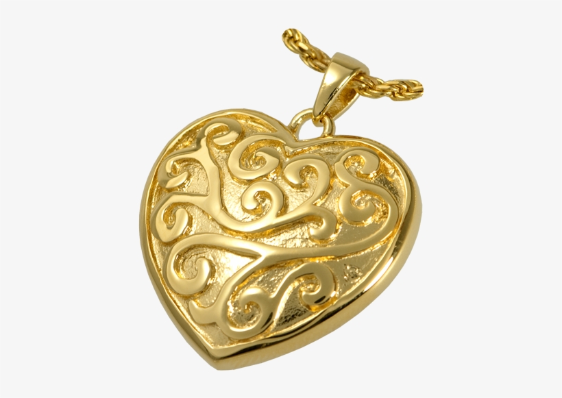 Scrollwork Filigree Heart Jewelry Shown In Gold Metal - Gold, transparent png #2820302