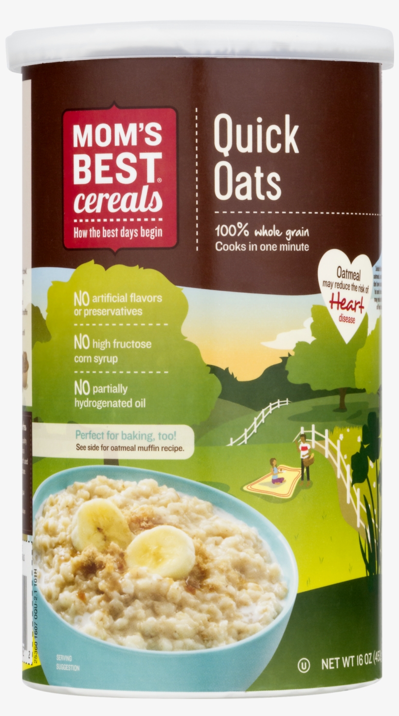 Mom's Best Cereals Quick Oats 42 Oz. Canister, transparent png #2820863