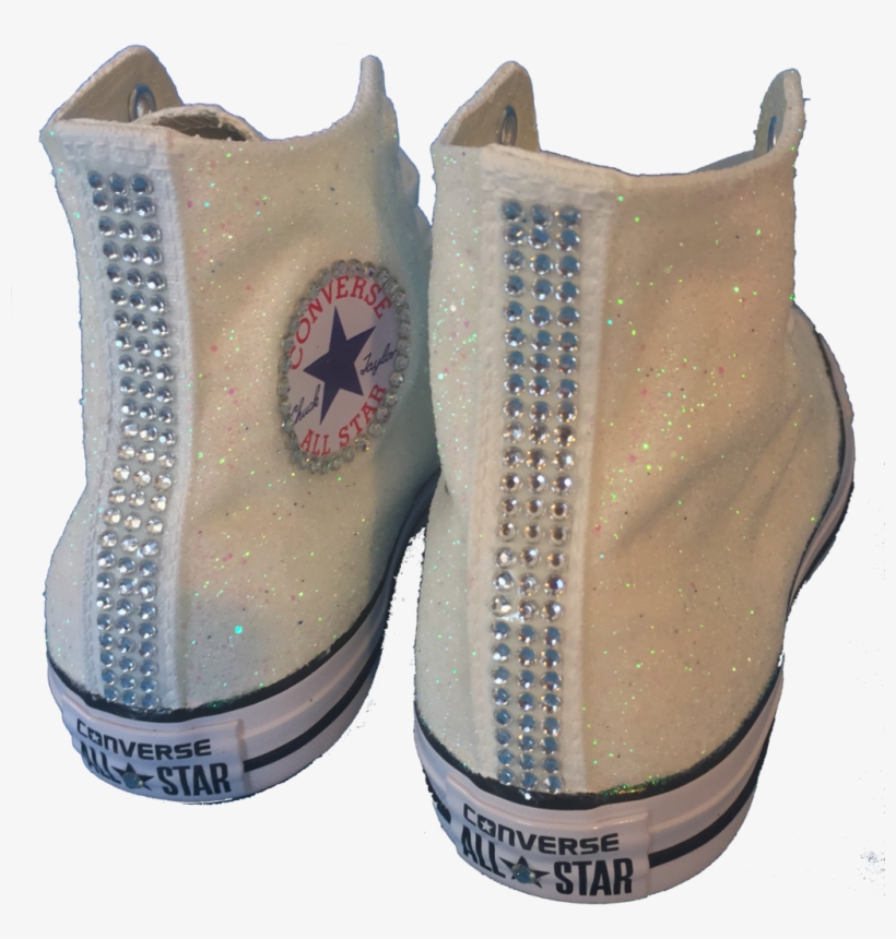 Women's Sparkly White Ivory Glitter Converse All Star - Shoe, transparent png #2822110
