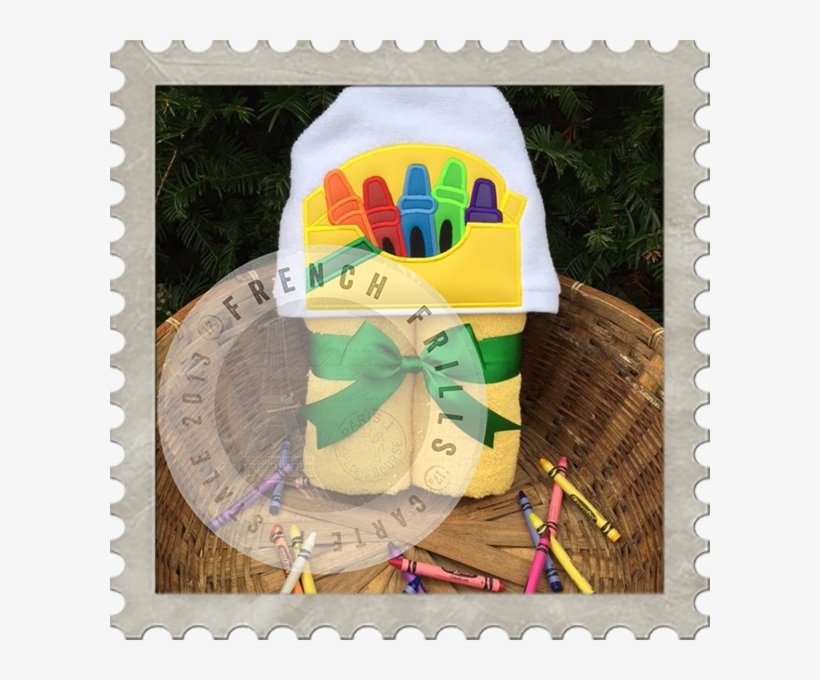 Crayon Box Hooded Towel Embroidery Design - Postage Stamp, transparent png #2822579