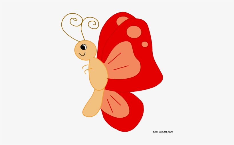 Red Cartoon Butterfly - Red Butterfly Clipart Png - Free Transparent PNG  Download - PNGkey