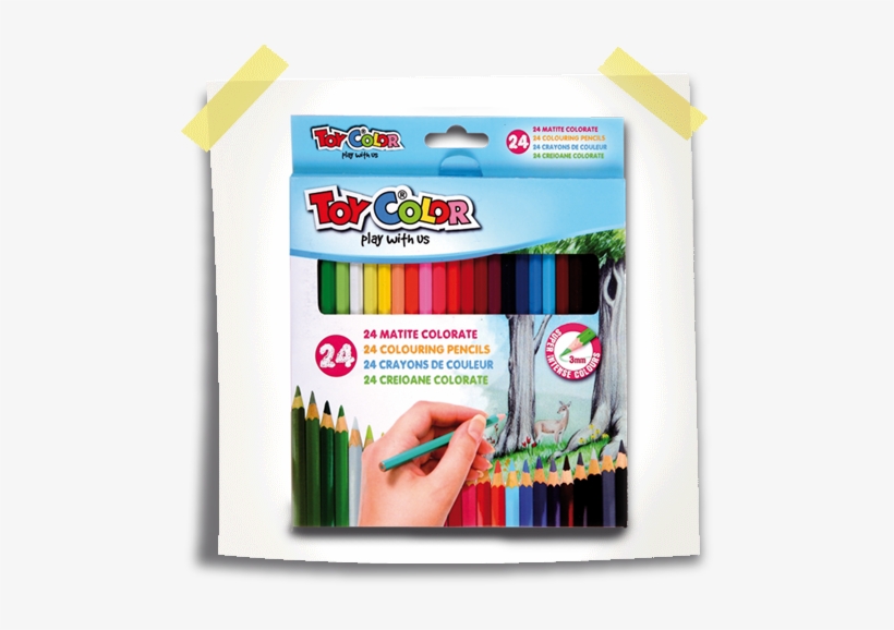 Toycolor Box 24 Wooden Hexagonal Coloring Pencils - Pencil, transparent png #2822969