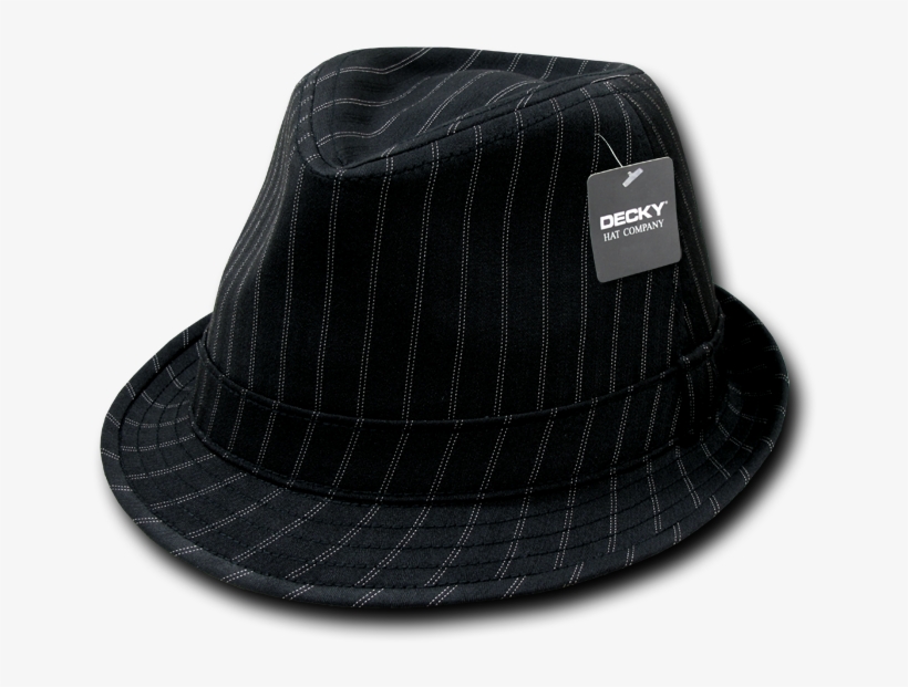 Decky Double Pinstripe Black White Fedora Fedoras Hat - Double Pinstripe Fedora, Style 554, Size: Large, Black, transparent png #2823655